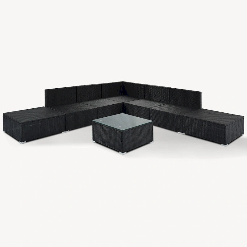 Ensemble de canapés d'angle modulaires en résine tressée 8 pièces avec table basse