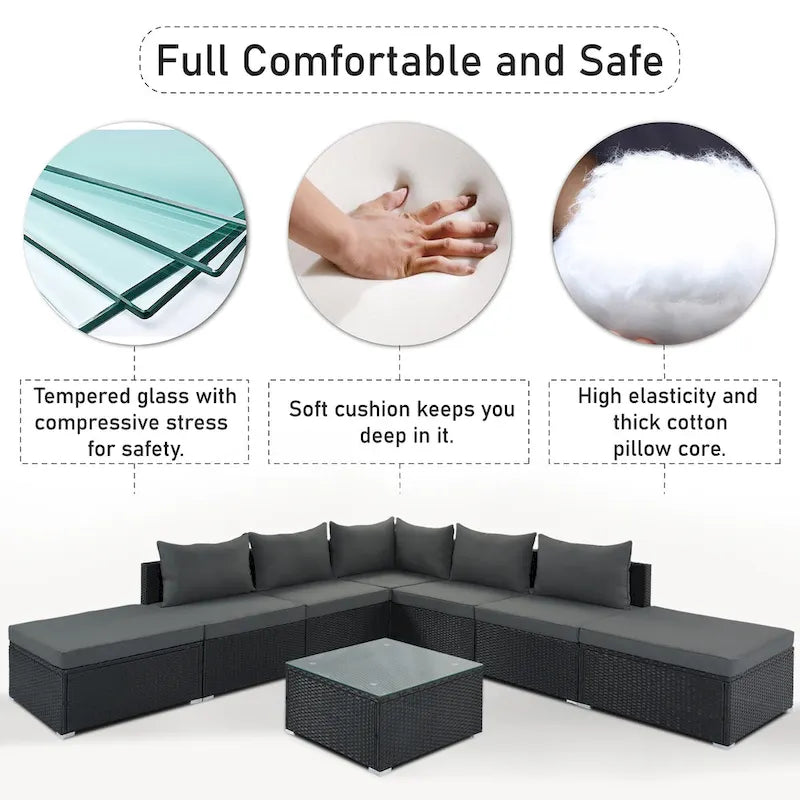 Ensemble de canapés d'angle modulaires en résine tressée 8 pièces avec table basse