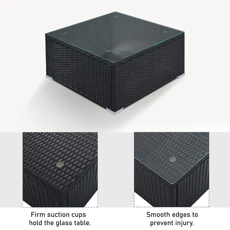 Ensemble de canapés d'angle modulaires en résine tressée 8 pièces avec table basse