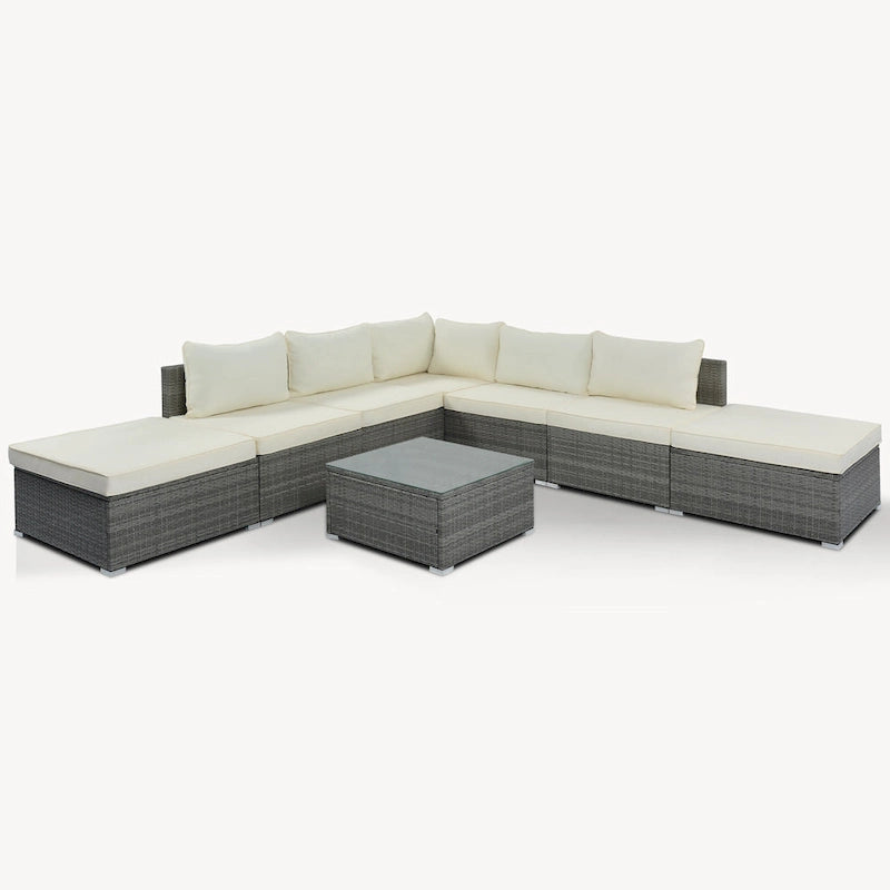 Ensemble de canapés d'angle modulaires en résine tressée 8 pièces avec table basse
