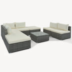 Ensemble de canapés d'angle modulaires en résine tressée 8 pièces avec table basse