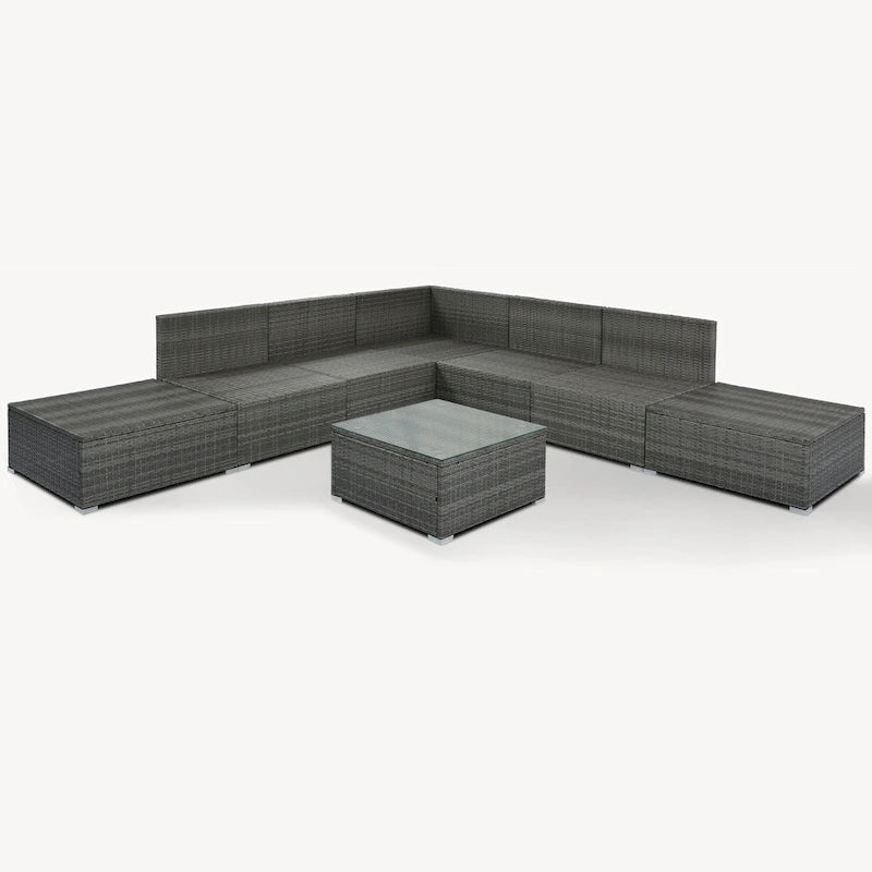 Ensemble de canapés d'angle modulaires en résine tressée 8 pièces avec table basse