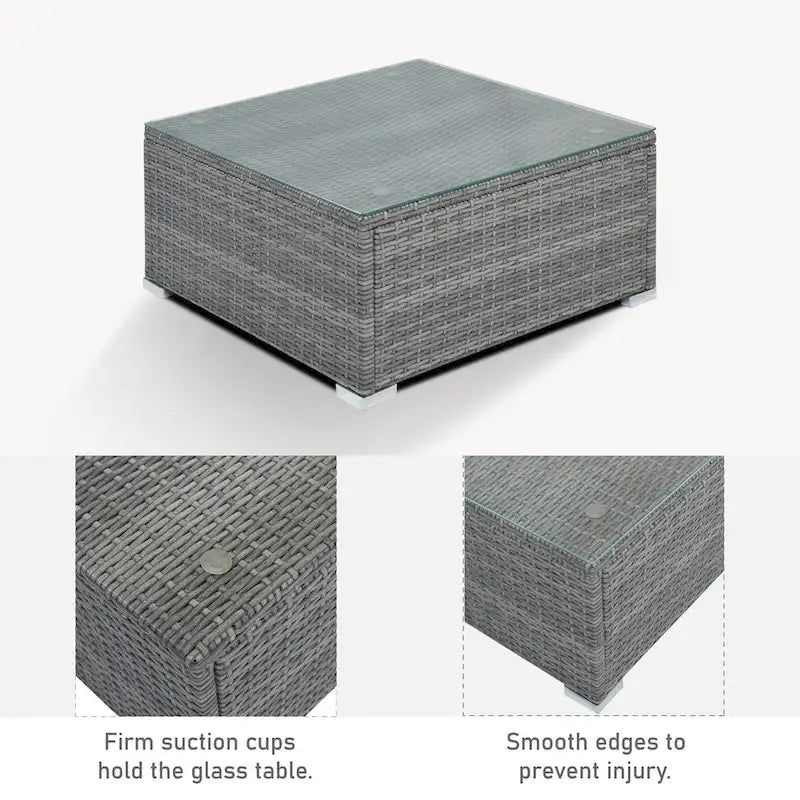 Ensemble de canapés d'angle modulaires en résine tressée 8 pièces avec table basse