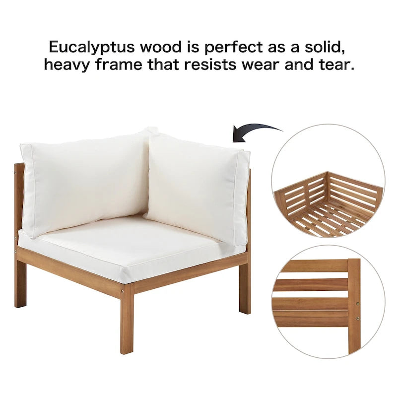 Ensemble de canapé d'angle en bois d'acacia 4 pièces avec table