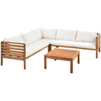 Ensemble de canapé d'angle en bois d'acacia 4 pièces avec table
