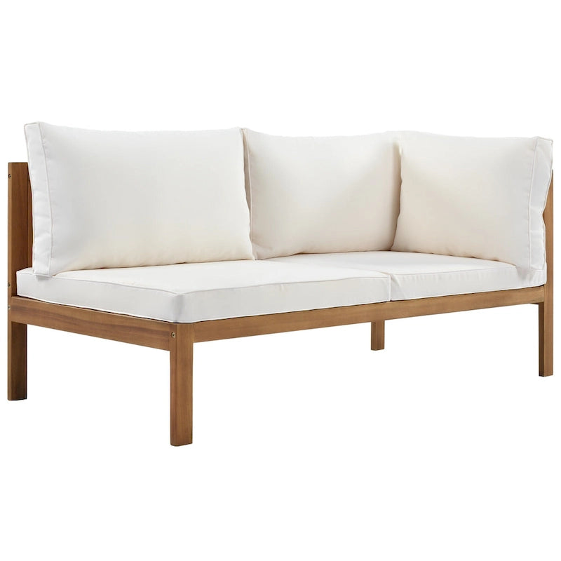 Ensemble de canapé d'angle en bois d'acacia 4 pièces avec table