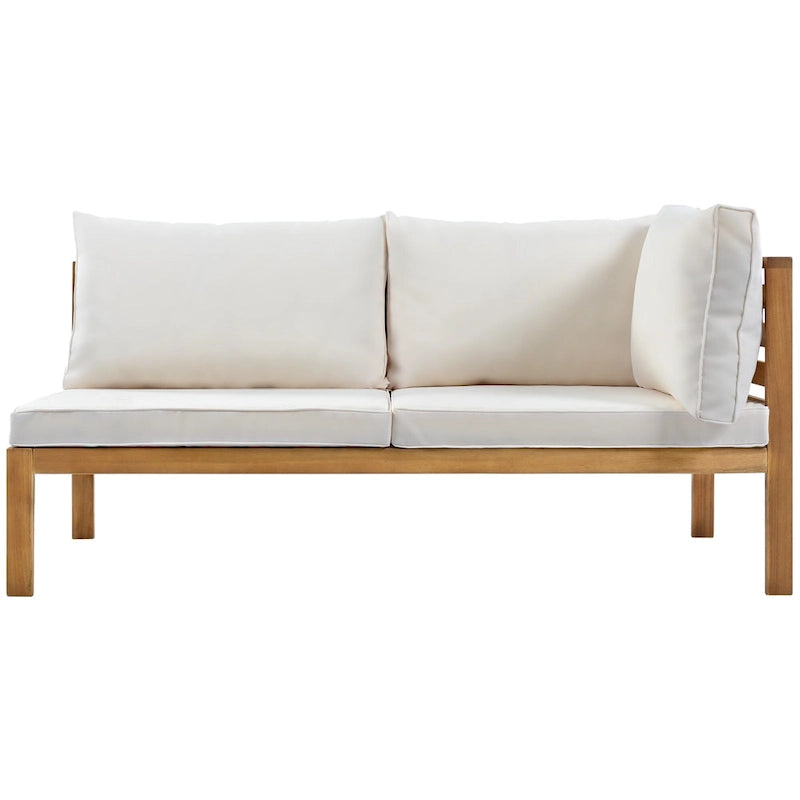 Ensemble de canapé d'angle en bois d'acacia 4 pièces avec table