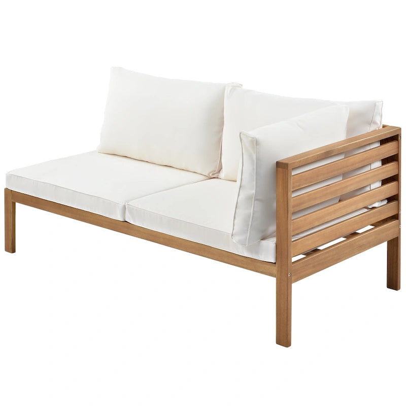 Ensemble de canapé d'angle en bois d'acacia 4 pièces avec table