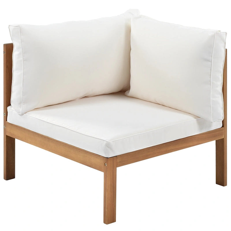 Ensemble de canapé d'angle en bois d'acacia 4 pièces avec table