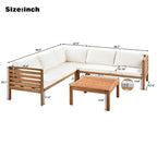 Ensemble de canapé d'angle en bois d'acacia 4 pièces avec table