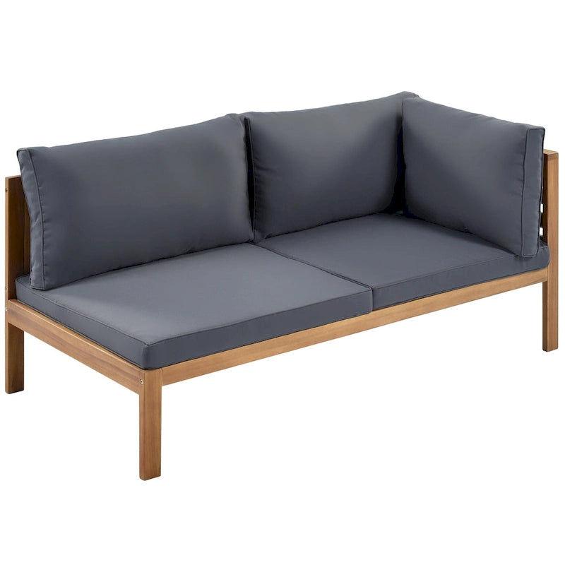 Ensemble de canapé d'angle en bois d'acacia 4 pièces avec table