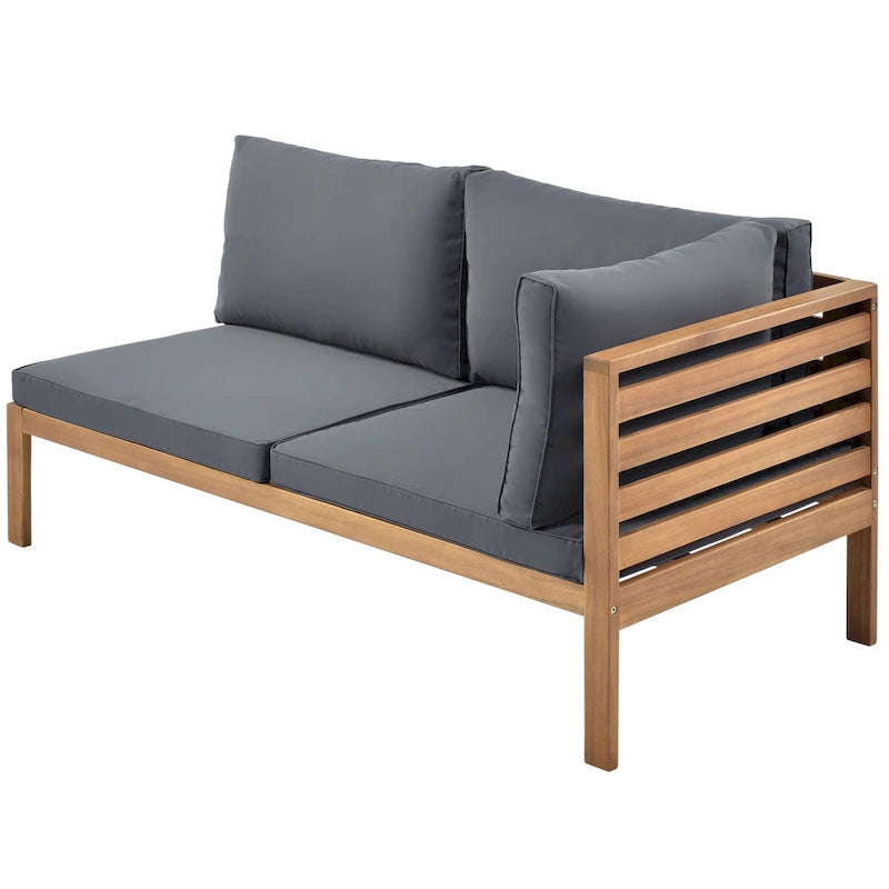 Ensemble de canapé d'angle en bois d'acacia 4 pièces avec table