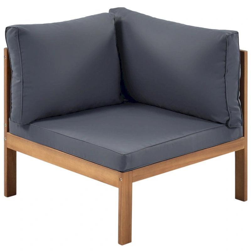 Ensemble de canapé d'angle en bois d'acacia 4 pièces avec table
