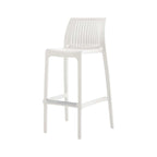 Ensemble de quatre chaises de bar d'extérieur HomeRoots, 30 pouces, en plastique blanc robuste, dossier bas