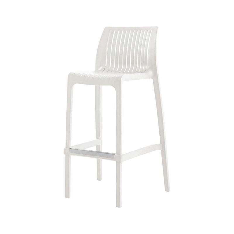 Ensemble de quatre chaises de bar d'extérieur HomeRoots, 30 pouces, en plastique blanc robuste, dossier bas