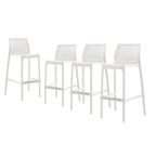 Ensemble de quatre chaises de bar d'extérieur HomeRoots, 30 pouces, en plastique blanc robuste, dossier bas