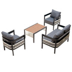 Ensemble de canapé d'extérieur Roomfitters pour plusieurs personnes en fer avec table, décoration en rotin, imperméable et antirouille, idéal pour le jardin et la pelouse.