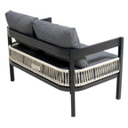 Ensemble de canapé d'extérieur Roomfitters pour plusieurs personnes en fer avec table, décoration en rotin, imperméable et antirouille, idéal pour le jardin et la pelouse.