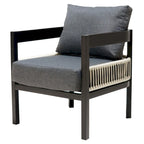 Ensemble de canapé d'extérieur Roomfitters pour plusieurs personnes en fer avec table, décoration en rotin, imperméable et antirouille, idéal pour le jardin et la pelouse.