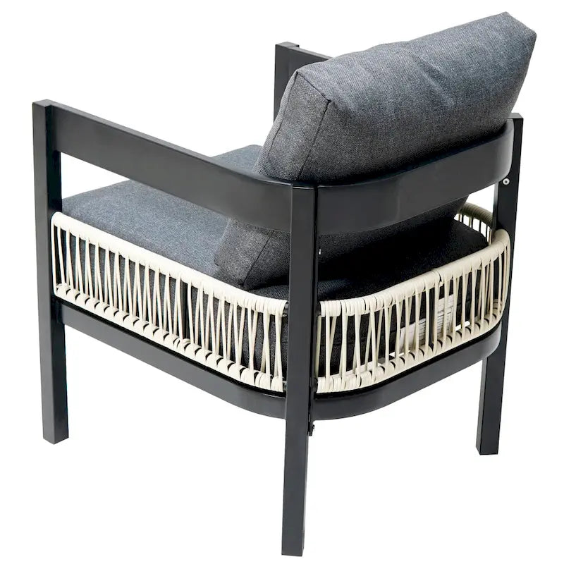 Ensemble de canapé d'extérieur Roomfitters pour plusieurs personnes en fer avec table, décoration en rotin, imperméable et antirouille, idéal pour le jardin et la pelouse.