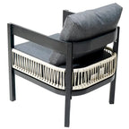 Ensemble de canapé d'extérieur Roomfitters pour plusieurs personnes en fer avec table, décoration en rotin, imperméable et antirouille, idéal pour le jardin et la pelouse.