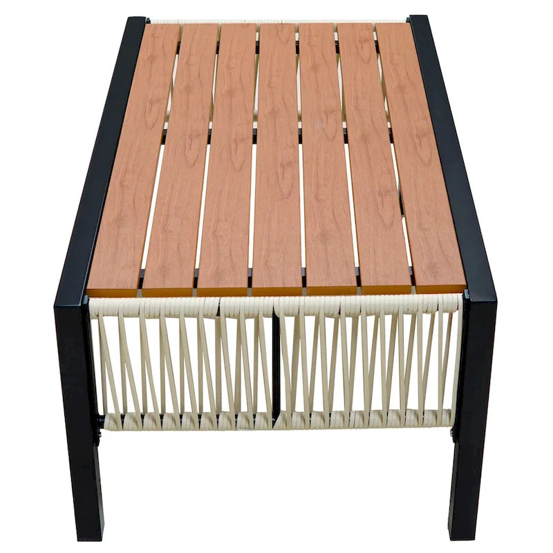 Ensemble de canapé d'extérieur Roomfitters pour plusieurs personnes en fer avec table, décoration en rotin, imperméable et antirouille, idéal pour le jardin et la pelouse.