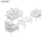 Ensemble de canapé d'extérieur Roomfitters pour plusieurs personnes en fer avec table, décoration en rotin, imperméable et antirouille, idéal pour le jardin et la pelouse.