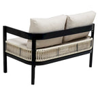 Ensemble de canapé d'extérieur Roomfitters pour plusieurs personnes en fer avec table, décoration en rotin, imperméable et antirouille, idéal pour le jardin et la pelouse.