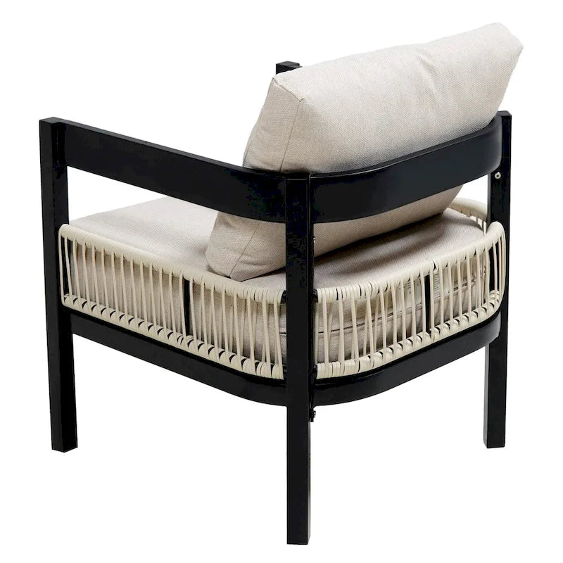 Ensemble de canapé d'extérieur Roomfitters pour plusieurs personnes en fer avec table, décoration en rotin, imperméable et antirouille, idéal pour le jardin et la pelouse.