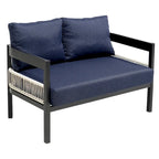 Ensemble de canapé d'extérieur Roomfitters pour plusieurs personnes en fer avec table, décoration en rotin, imperméable et antirouille, idéal pour le jardin et la pelouse.
