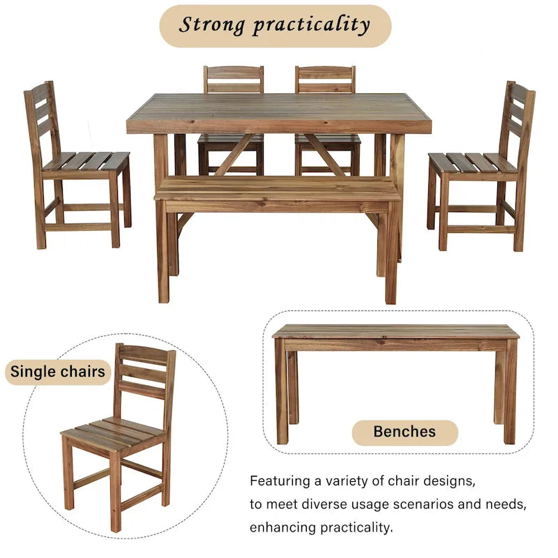 Ensemble table et chaises d'extérieur Roomfitters en bois d'acacia de haute qualité pour patio, balcon, jardin