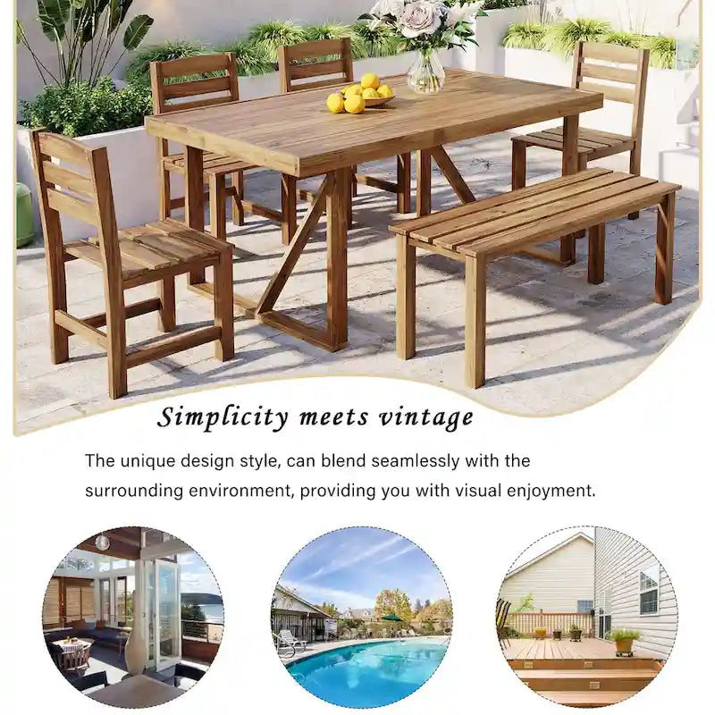 Ensemble table et chaises d'extérieur Roomfitters en bois d'acacia de haute qualité pour patio, balcon, jardin
