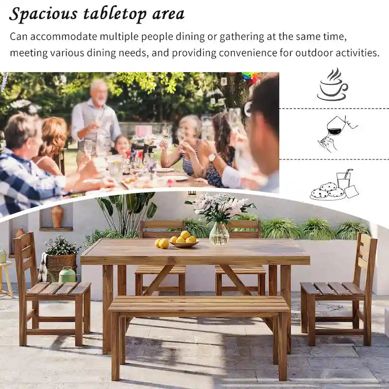 Ensemble table et chaises d'extérieur Roomfitters en bois d'acacia de haute qualité pour patio, balcon, jardin