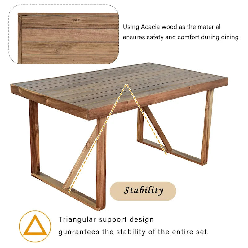 Ensemble table et chaises d'extérieur Roomfitters en bois d'acacia de haute qualité pour patio, balcon, jardin