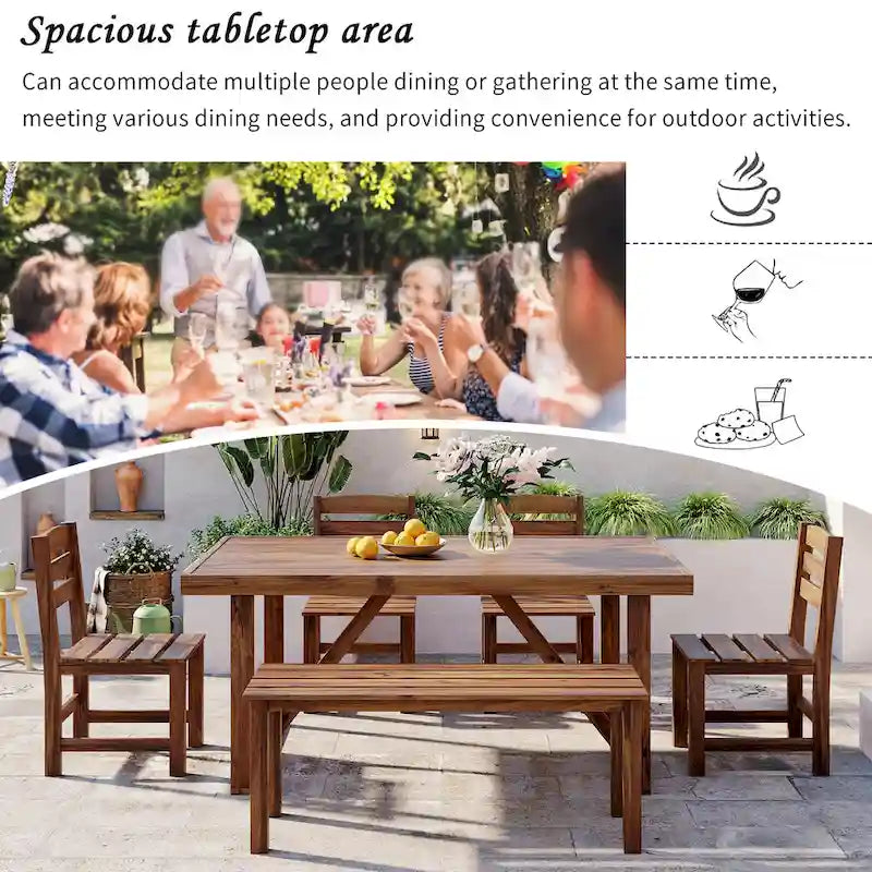 Ensemble table et chaises d'extérieur Roomfitters en bois d'acacia de haute qualité pour patio, balcon, jardin