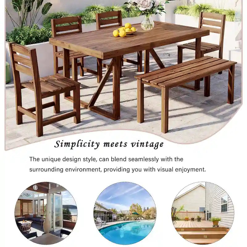 Ensemble table et chaises d'extérieur Roomfitters en bois d'acacia de haute qualité pour patio, balcon, jardin