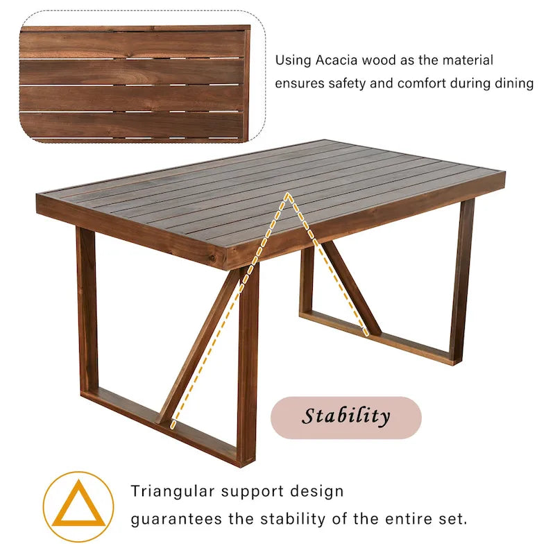 Ensemble table et chaises d'extérieur Roomfitters en bois d'acacia de haute qualité pour patio, balcon, jardin