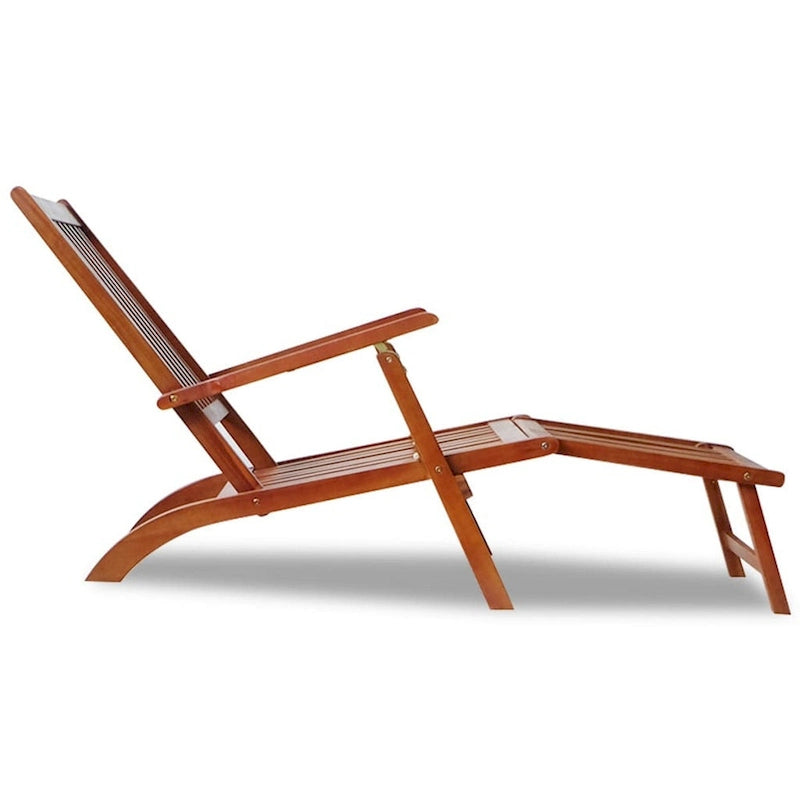 Chaise longue d'extérieur Suvi, inclinable et réglable, avec repose-pieds, en bois