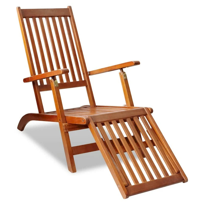 Chaise longue d'extérieur Suvi, inclinable et réglable, avec repose-pieds, en bois