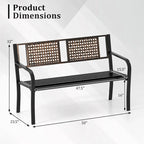 Banc de parc extérieur Costway 50 en métal avec dossier imitation rotin - Voir les détails