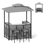 Ensemble gazebo-barbecue Costway 6,5 x 4 x 8 pi avec 2 tabourets de bar, en acier trempé - Voir les détails