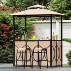 Ensemble gazebo-barbecue Costway 6,5 x 4 x 8 pi avec 2 tabourets de bar, en acier trempé - Voir les détails