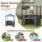 Ensemble gazebo-barbecue Costway 6,5 x 4 x 8 pi avec 2 tabourets de bar, en acier trempé - Voir les détails
