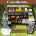 Ensemble gazebo-barbecue Costway 6,5 x 4 x 8 pi avec 2 tabourets de bar, en acier trempé - Voir les détails