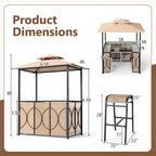 Ensemble gazebo-barbecue Costway 6,5 x 4 x 8 pi avec 2 tabourets de bar, en acier trempé - Voir les détails