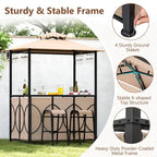 Ensemble gazebo-barbecue Costway 6,5 x 4 x 8 pi avec 2 tabourets de bar, en acier trempé - Voir les détails