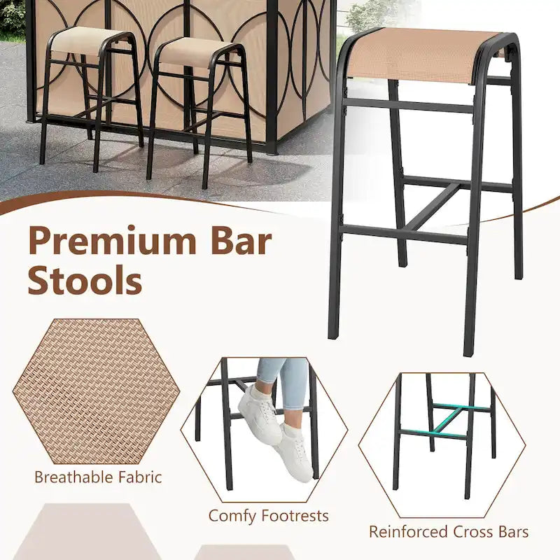 Ensemble gazebo-barbecue Costway 6,5 x 4 x 8 pi avec 2 tabourets de bar, en acier trempé - Voir les détails