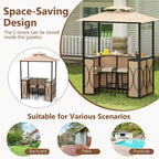 Ensemble gazebo-barbecue Costway 6,5 x 4 x 8 pi avec 2 tabourets de bar, en acier trempé - Voir les détails
