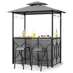 Ensemble gazebo-barbecue Costway 6,5 x 4 x 8 pi avec 2 tabourets de bar, en acier trempé - Voir les détails