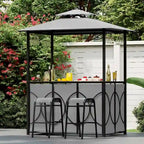 Ensemble gazebo-barbecue Costway 6,5 x 4 x 8 pi avec 2 tabourets de bar, en acier trempé - Voir les détails